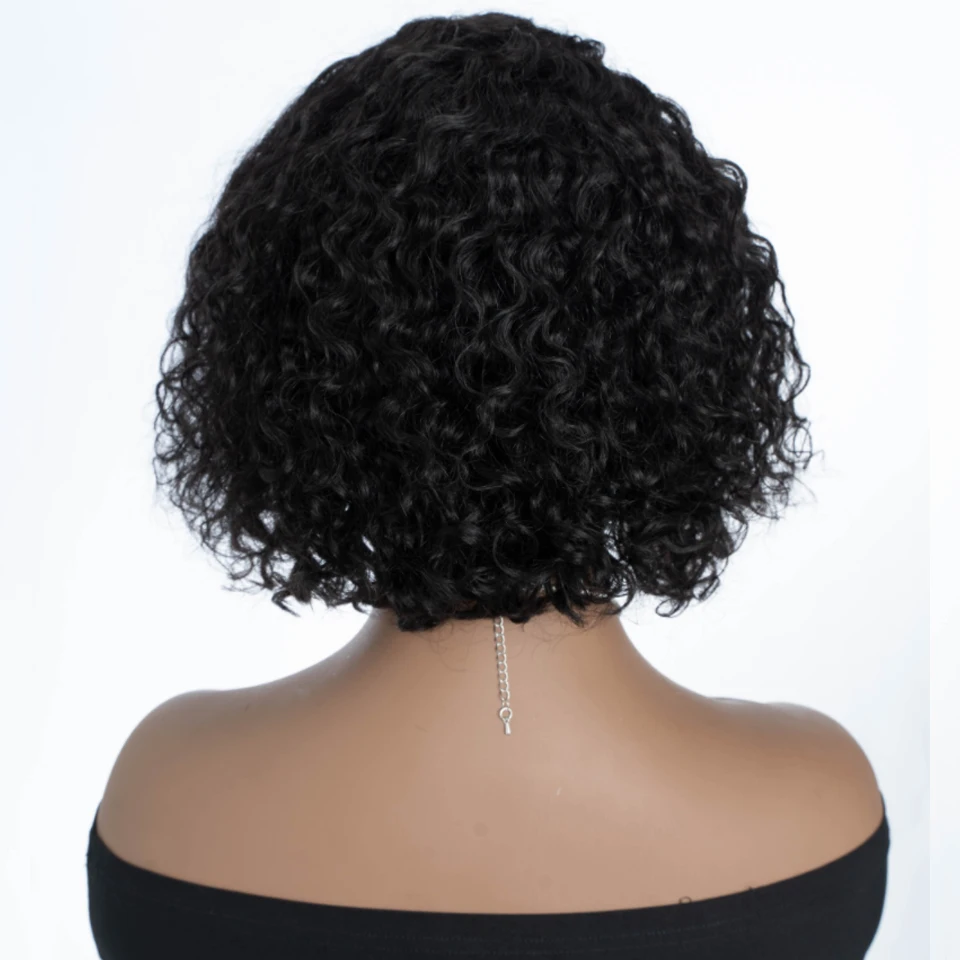 Short Curly Bob Brazilian Human Hair Lace Deep Water Curly Wave Human Hair Wigs 100% Remy Natural Hair Side Part Lace Wig