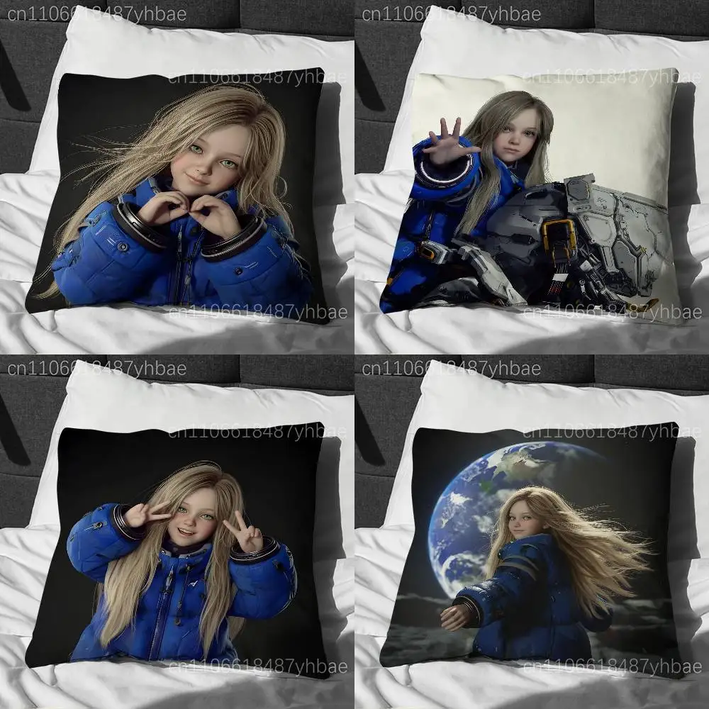 

P-Pragmata Diana Game Pillow Case Short Plush Sofa Decorative Gift Home Double-sided Printing Cushio
