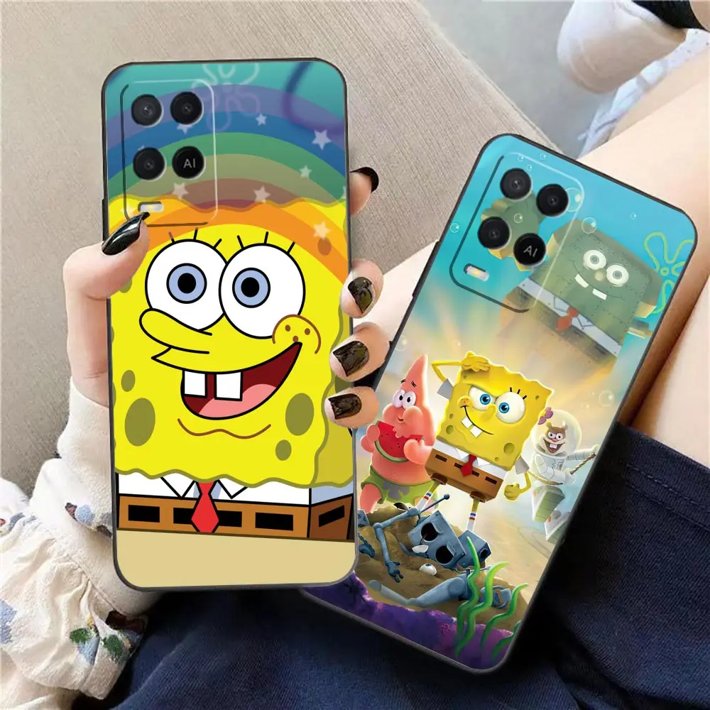 Happy S-SpongeBob S-SquarePants Phone Case For OPPO A98 A95 A96 A94 A93 A92S A78 A76 A74 A58 A71 A57 A55 A53 A33 A17 Case Funda