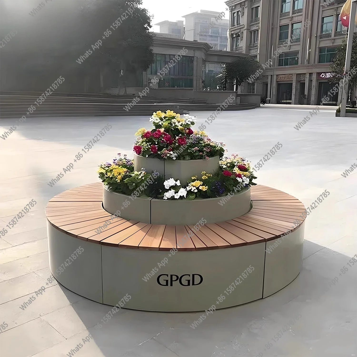 A63 Outdoor flower box seat combination commercial street milk tea shop outdoor pendulum, waterproof planting  round flower slot