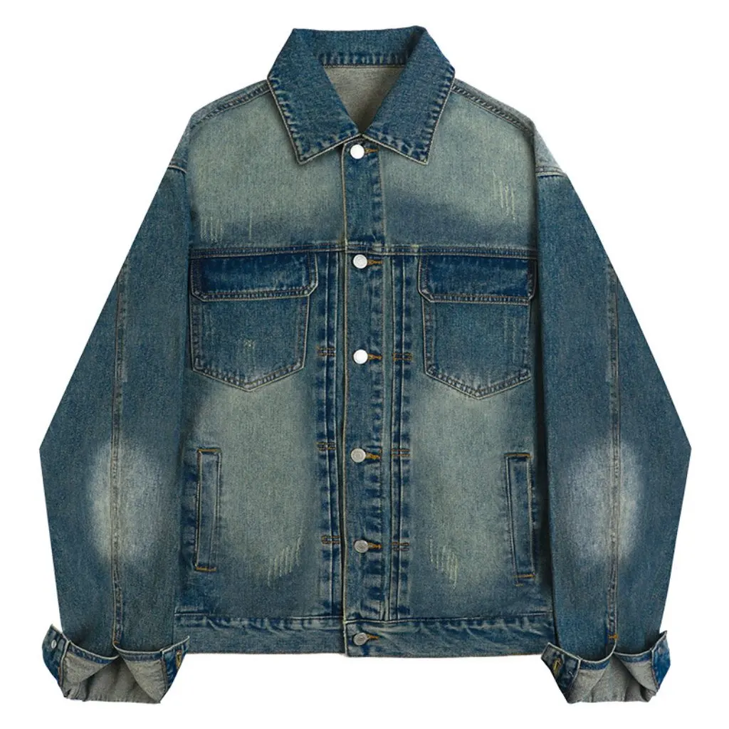 

Women's Vintage Denim Jacket Hong Kong Style Loose Casual Lapel Top American Design Sense Autumn New