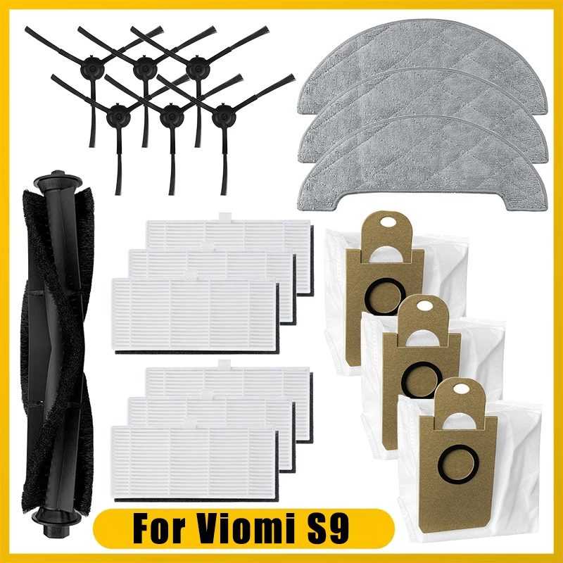 Main Rolling Brushes Side Brushes Filters Dust Bags For Viomi S9 Vacuum Cleaner Colletion Mop Cloth Rags Spare Parts Accessories