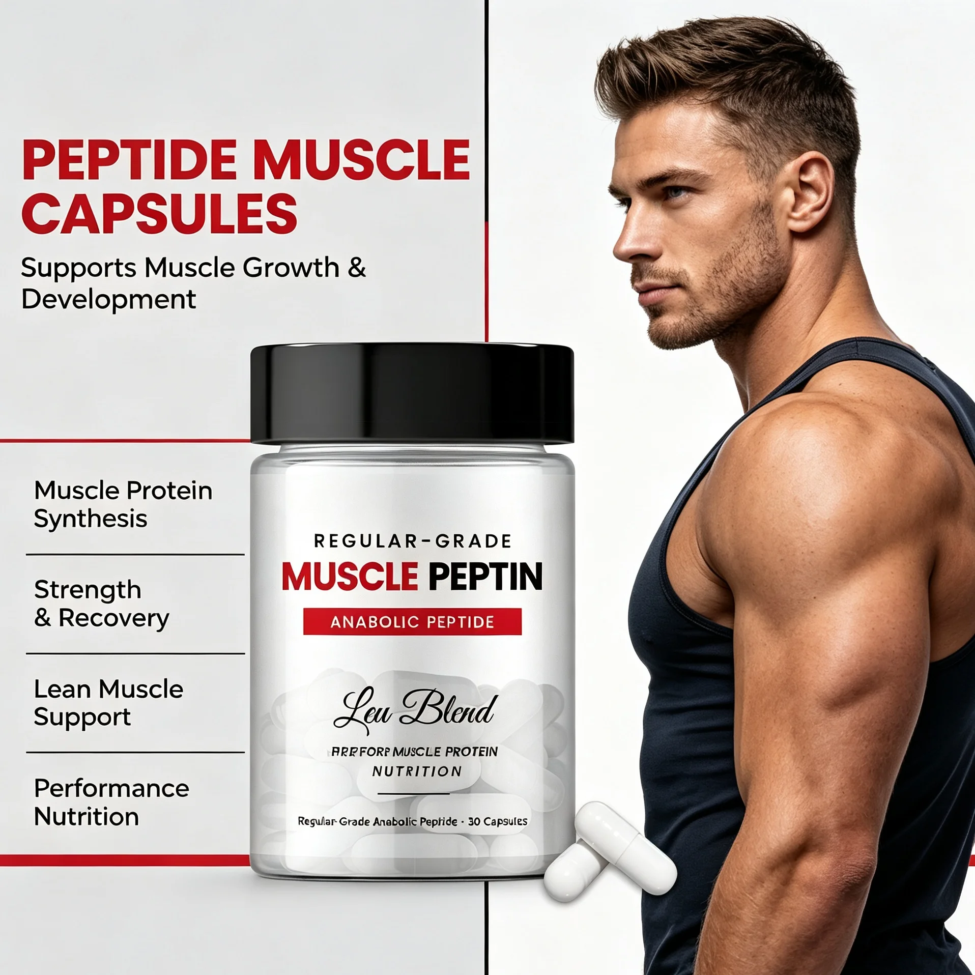 Peptide Muscle Function Capsules Oral Type Promote Muscle Growth & Development Gym Fitness Muscle Builder Dietary Supplement
