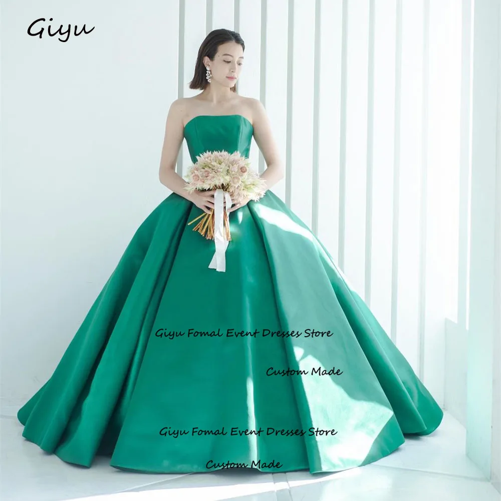 Giyu-Vestido de noite feminino drapeado até o chão, vestido de casamento coreano, vestido de noiva sem alças, estilo moderno