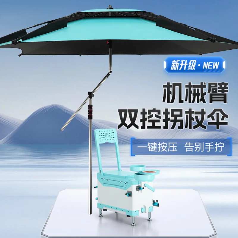 Fishing Umbrella Manual Open Rib Black Coated