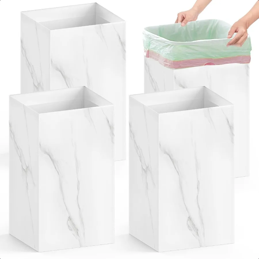 

4 упаковки очень больших мусорных баков, многоразовые портативные мусорные баки, 13 галлонов, 21,6 В x 13,5 В x 10 д, очень толстый переработанный картон Po