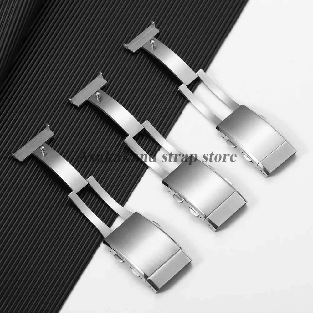 Stainless Steel Adjustable Buckle 18mm 20mm 22mm for Seiko for Breitling Watchband Folding Clasp Metal Silver Button Accessories