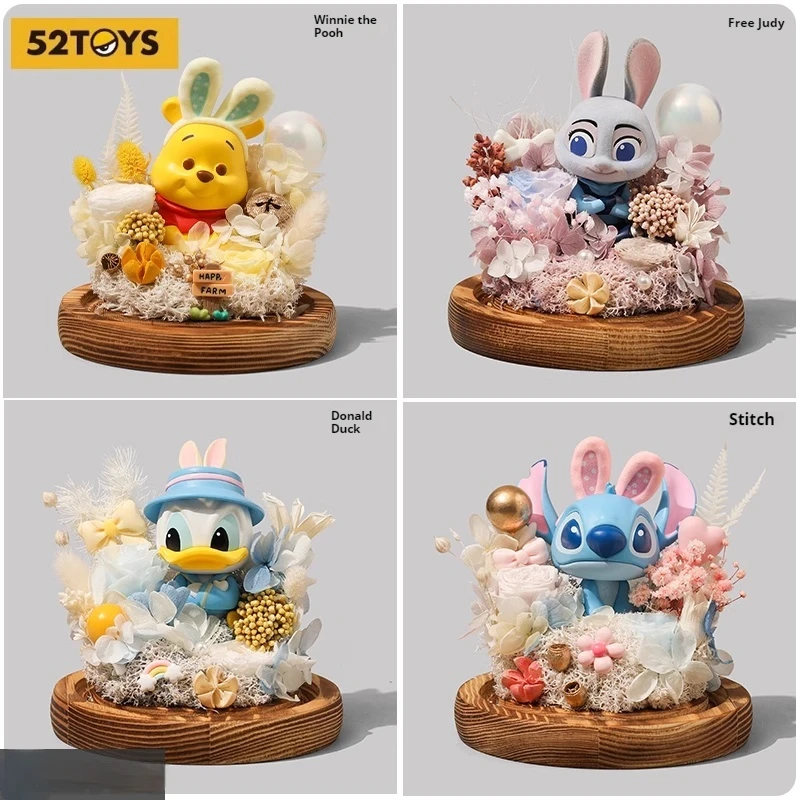 

15cm Disney Eternal Flower Stitch Winnie The Pooh Costume Rabbit Model Eternal Flower Desktop Ornaments Valentine'S Day Gifts