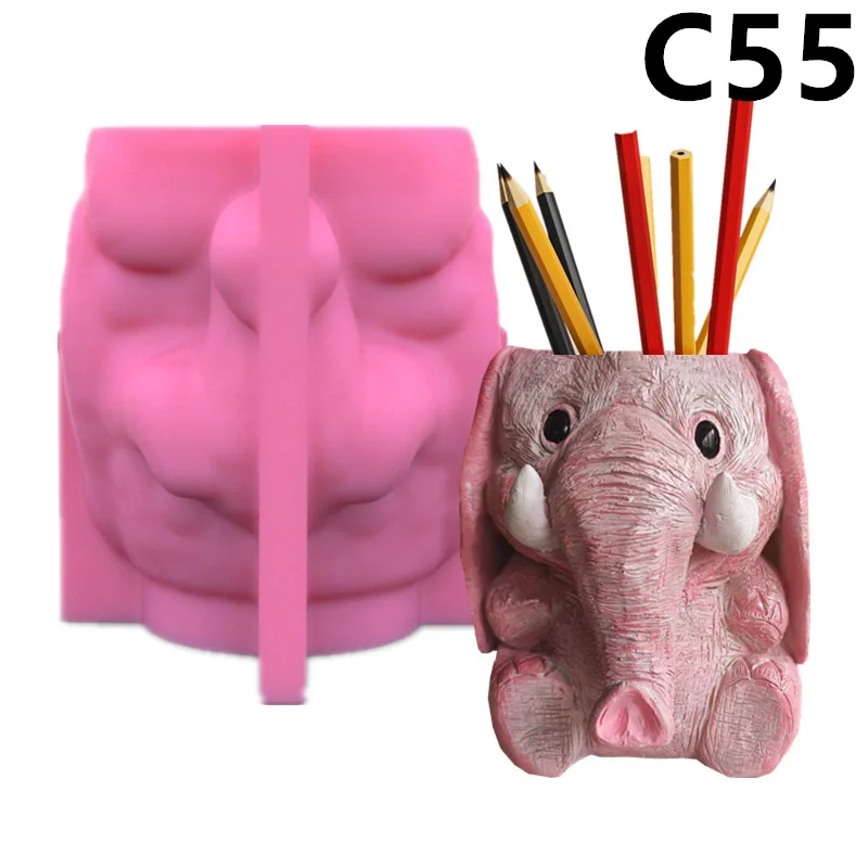 

Cute Elephant Silicone Mold for Handmade Desktop Decoration Gypsum Flowerpot Pen Case Silicone Mould Handicrafts Making Tool