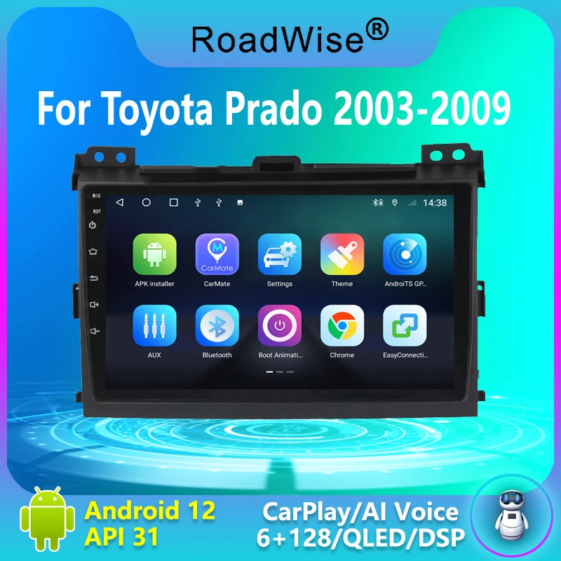 

Roadwise Android Car Radio Multimedia Carplay For Land Cruiser Toyota Prado 120 2003 2004 2005 2006 2007 2009 4G GPS DVD 2 Din