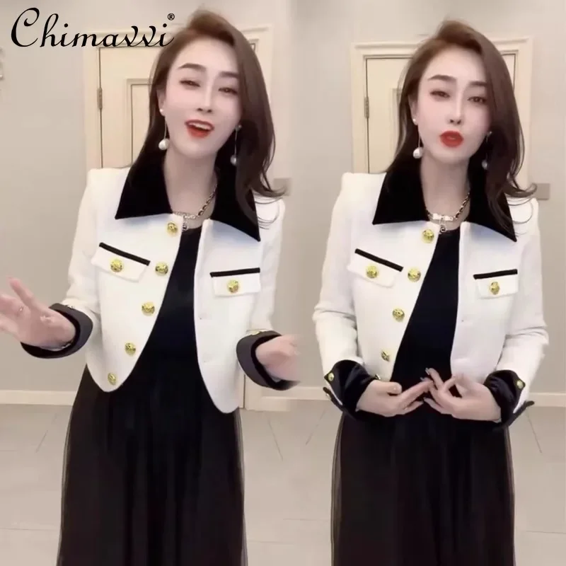 European Station 2024 Autumn Fashion Slim and Skinny White Lapel Celebrity Blazer For Women