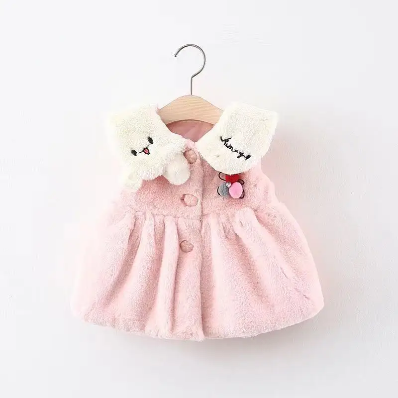 Winter Newborn Baby Girls Waistcoat Sleeveless Hooded Toddler Fur Vest Jackets Cartoon Kids Warm Vest Outwear Girls Clothes