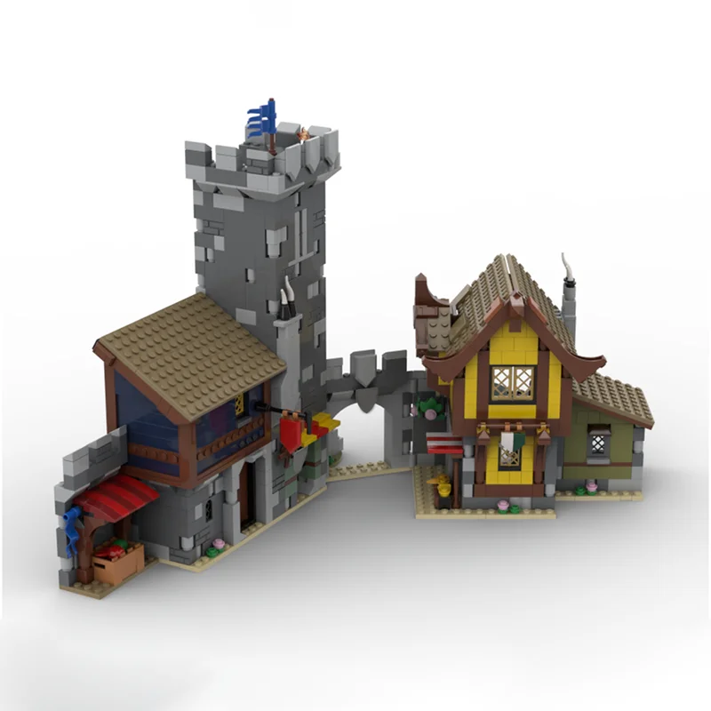 1234 stks MOC 31120 Middeleeuwse Stad Vierkant Modulaire Architectuur Onderwijs Model Bouwstenen Verjaardagscadeau