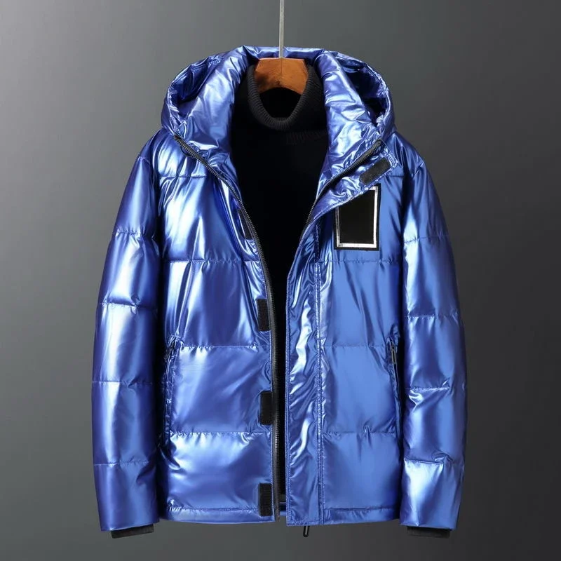 Mantel bulu angsa untuk pria, jaket Parka tahan angin tebal tahan angin kerah tegak musim dingin mode baru