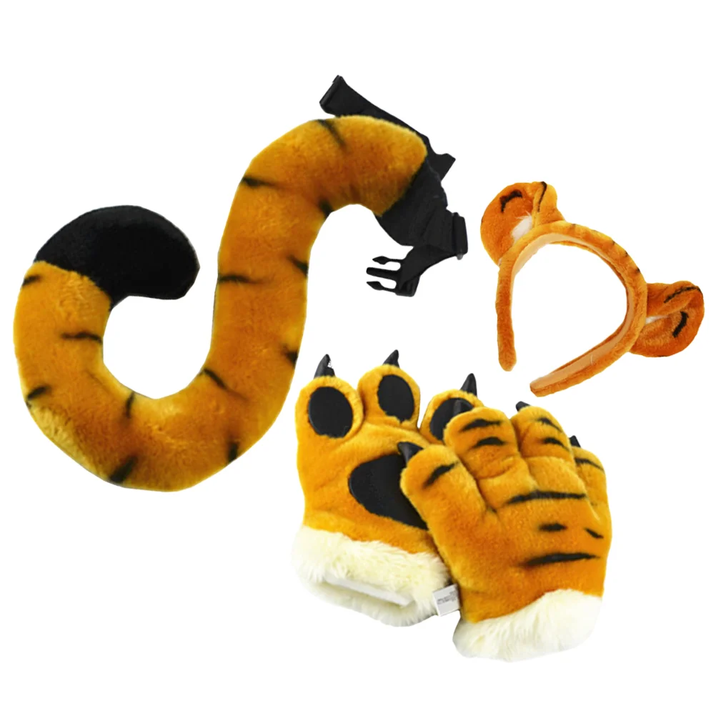 Tiger Headbands for Women Ears Halloween Costume Accessories Tail Adult Kids Paw