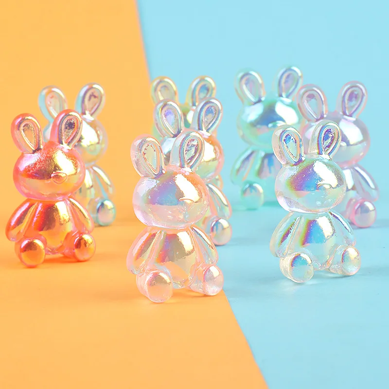 10pcs Kawaii Resin Plated Mini Rabbit 3D Figurine Dollhouse Miniatur Room Decor Sculptures Figurines Desk Accessories Decoration