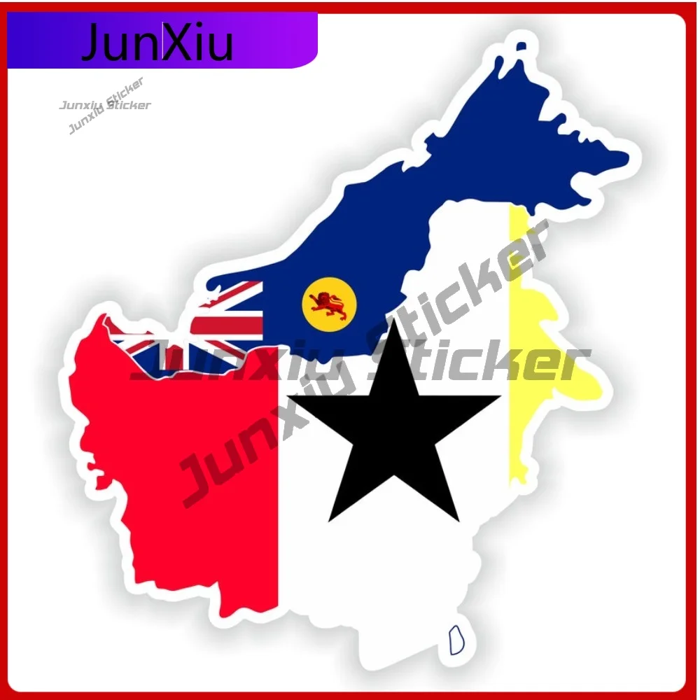 

Borneo National Emblem Map Flag Shape And Outline Stickers Waterproof Decals Rv Camper Phone Waterproof Decals Camping Refit