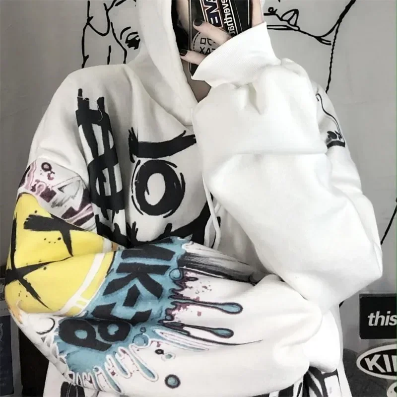 

Korean Harajuku Hoodie Punk Hip Hop Oversized Sweatshirt Fashion Graffiti Hoodies Women Baggy Hoodie Y2k Streetwear