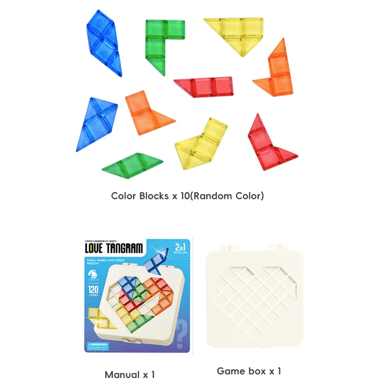 IQ Love Heart Shaped Puzzle Game 120 Challenges Board Game Children Educational Learning Toys Intellectual Development