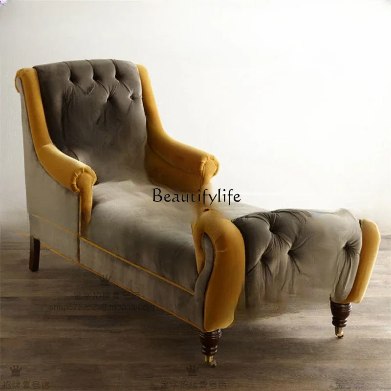 

LD6American Country Fabric Chaise Couch French Simplicity Small Apartment Recliner