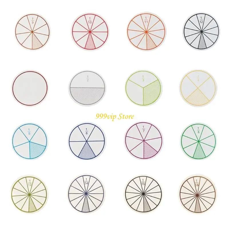 C90C Educational Fraction Discs From to 1/12 Fractions Circles Math Learning Tool