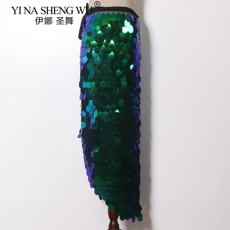 Sciarpa per fianchi con paillettes da ballo latino da donna Lady Sirena con paillettes Danza del ventre Sciarpa corta per fianchi Cintura avvolgente con paillettes Scaglie di pesce Abbigliamento da ballo