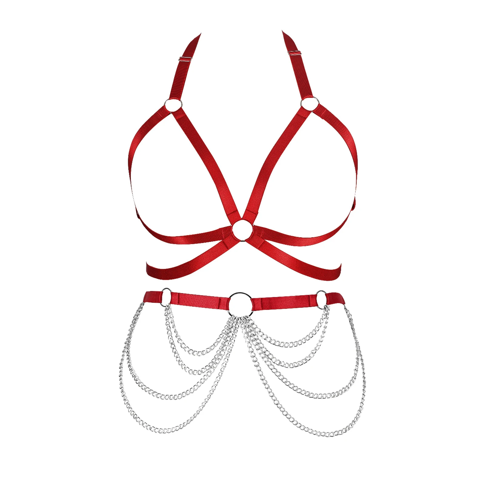 

Women Fashion Garters Belt Sexy Red Underwear Body Harness Underwear Gothic Suspenders Bondage Straps Body Accessories