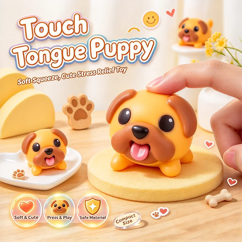 Funny Pop Cute Dog Fidget Toy Touch Tongue Puppy Squeeze Stress Relief Toy Mini Desk Ornament Creative Party Holiday Decor Gifts