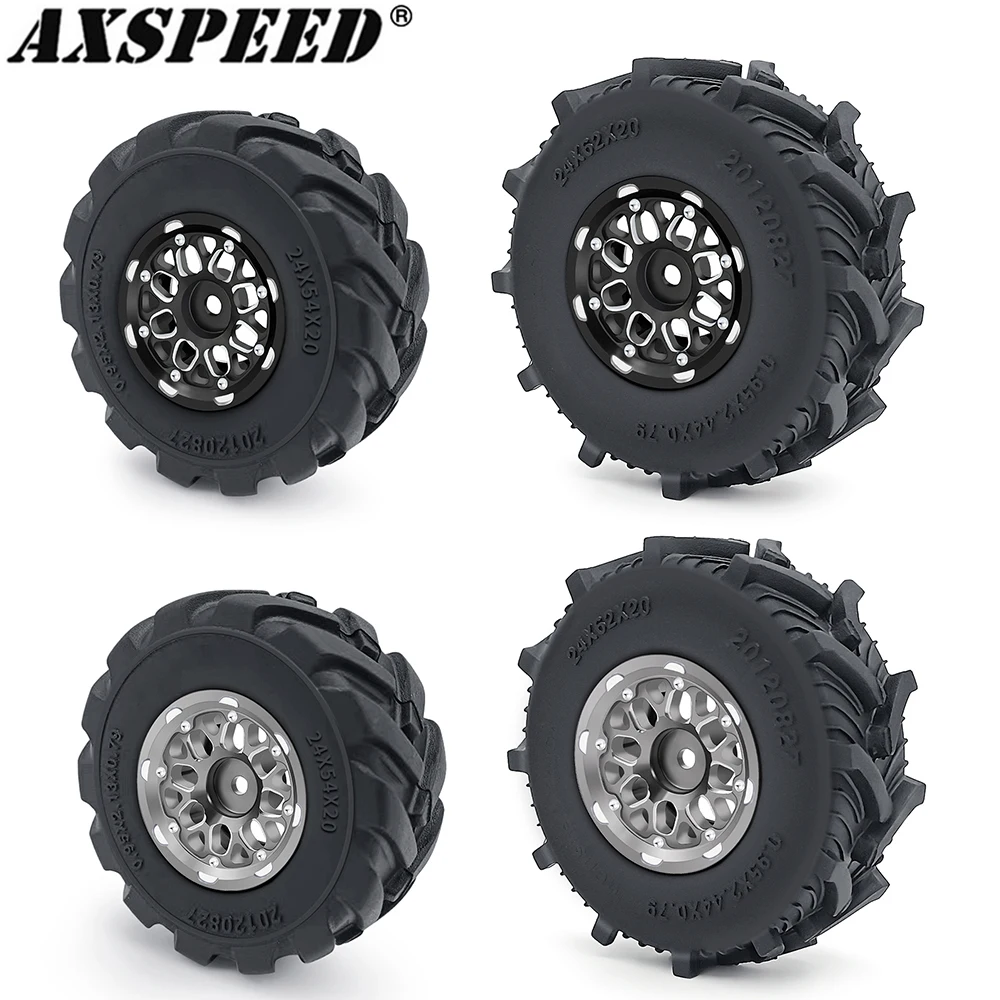 AXSPEED 4PCS 1.0 "ล้อพื้นที่โคลนยางชุดดุมสำหรับ 1/18 TRX4M บรอนโก ดีเฟนเดอร์, 1/24 แกน SCX24 อัพเกรดอะไหล่