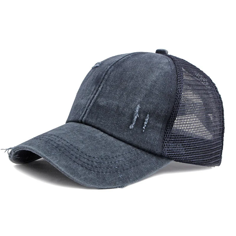 Customized Printed Logo Spring and Summer Breathable Mesh Baseball Caps Men's and Women's Perforated Ponytail Duck Tongue Hats view 3