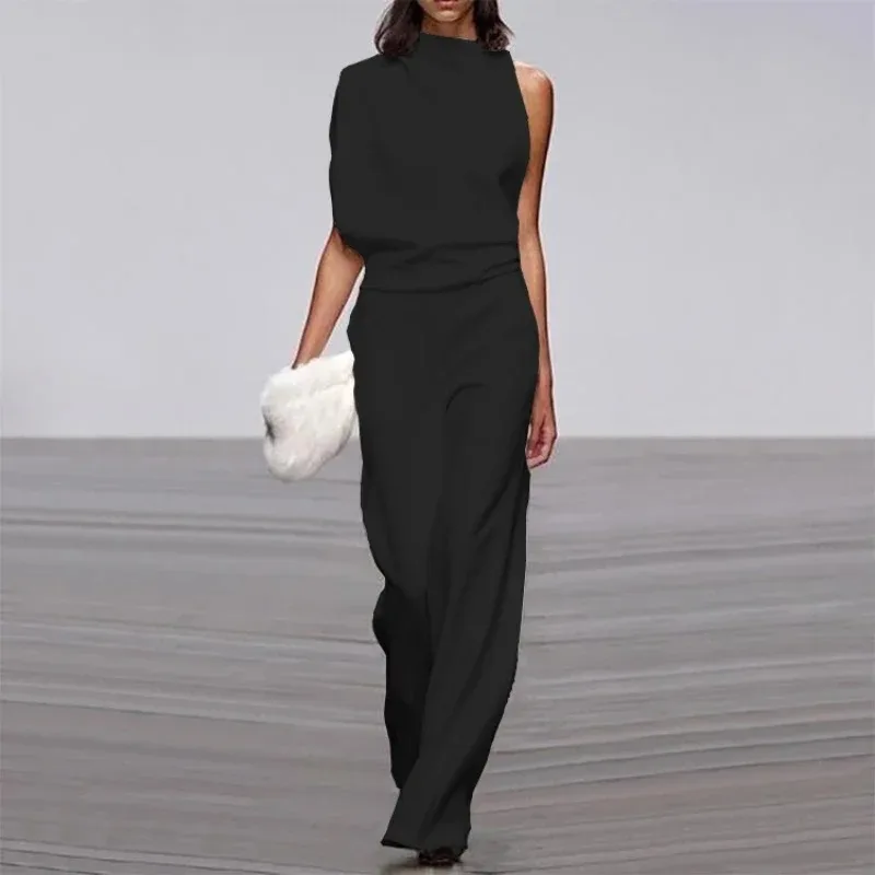 Elegant Woman Female Jumpsuit 2023 Overalls for Women Women's Summer Solid Color Sleeveless Wide Leg Jumpsuits Loose Work Wear