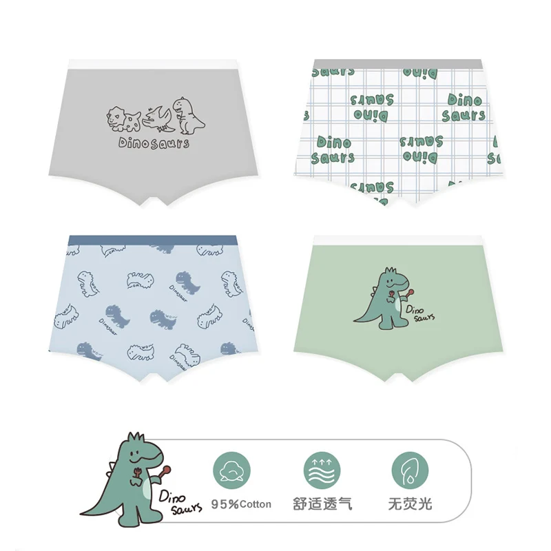 Children Underpants Boxer Boys Girl Panties Shorts Toddler Baby Infant Dinosaur Underwear Kids Cotton Briefs 4PCS 1-12 years old