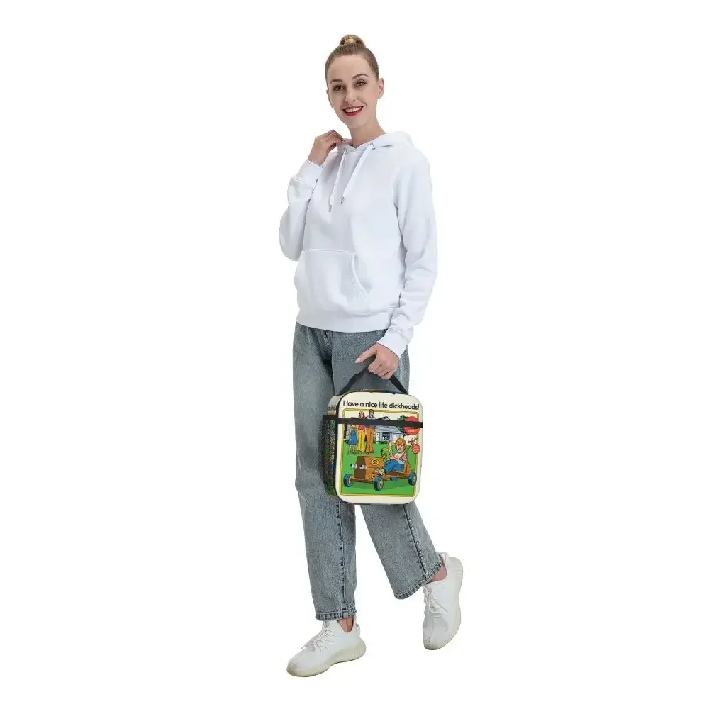 Funny Nostalgia Have A Nice Life Dickheads Insulated Lunch Bag Vintage Pulp Humor Food Box Thermal Cooler Lunch Box For Picnic