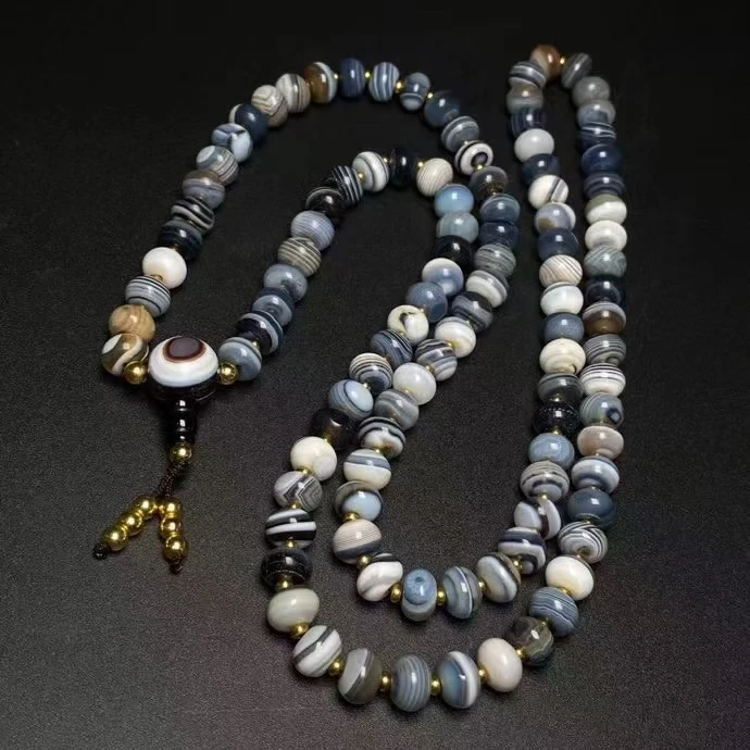 1PCS/LOT 108 Silk wrapped agate Buddha bead necklace Tibetan Ethnic Style Prayer Beads Natural Stone Materials Free Shipping