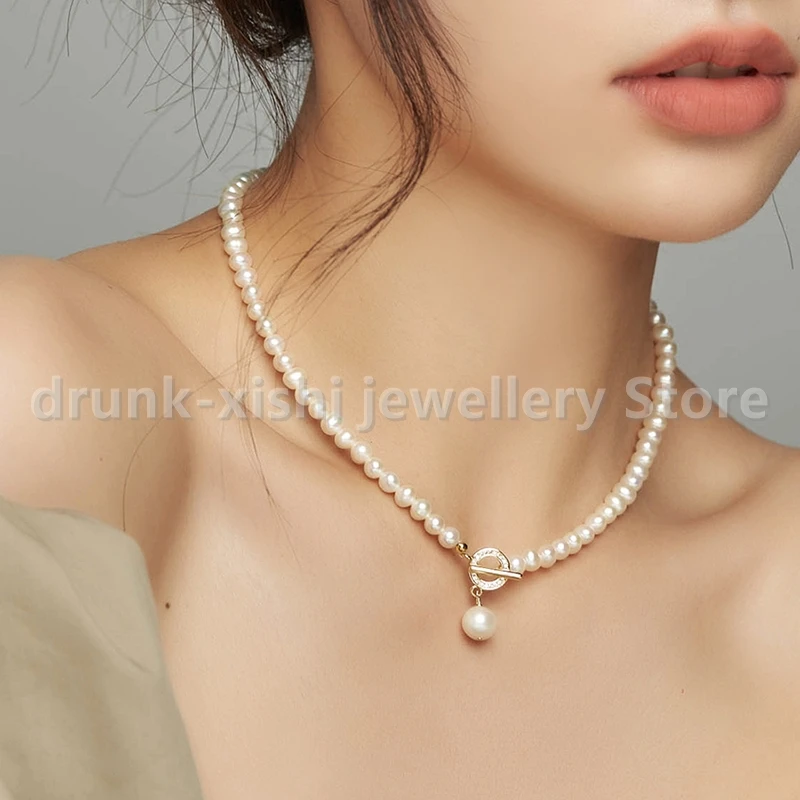 Natural Light South Sea Pearl Retro Luxury Simple Versatile Ot Clasp Necklace Collarbone Chain At Birthday Party Free Shipping