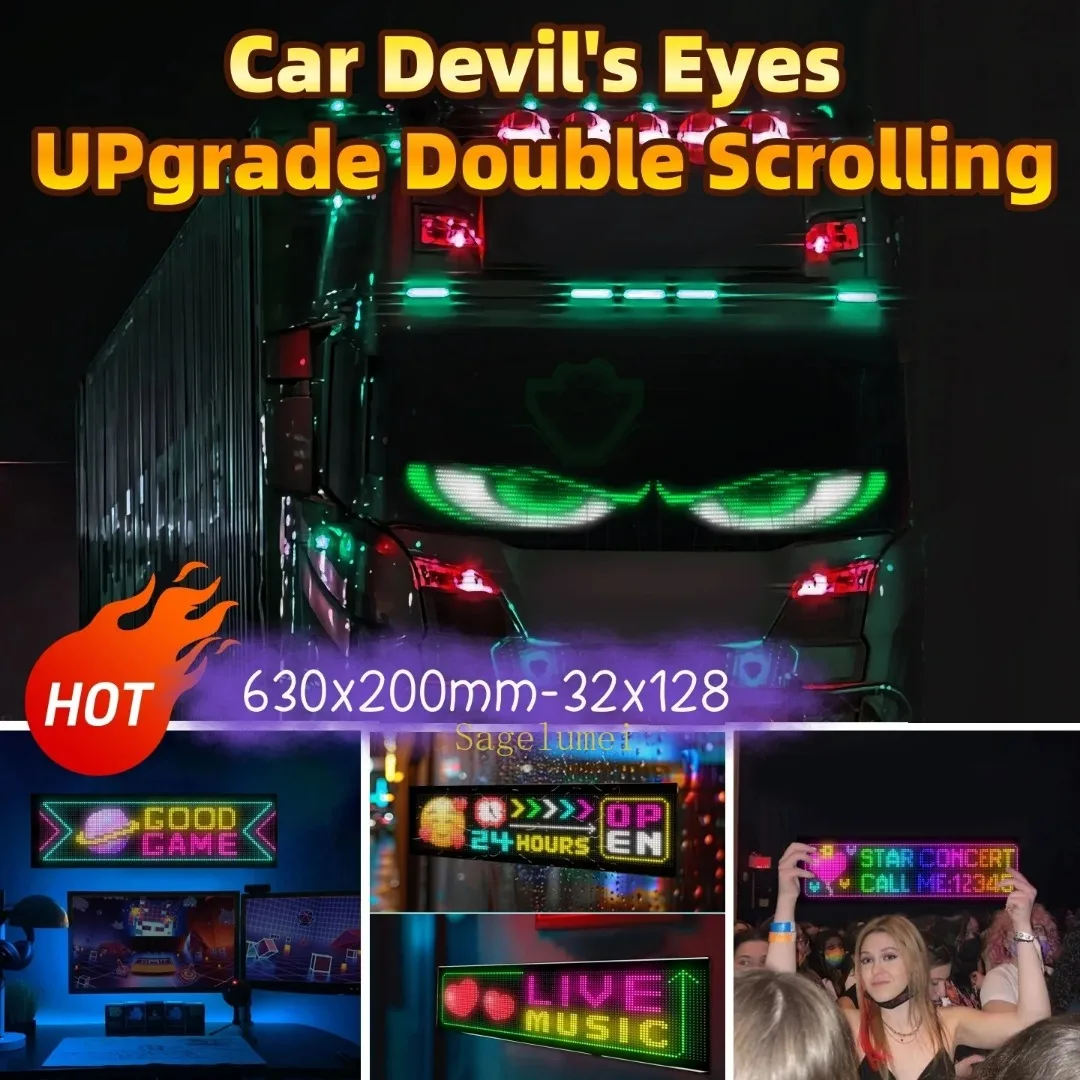 

New Demon Eyes Car LED Logo APP LED Matrix Pixel Panel Night Light DIY Programmable Flexible Display for Car Truck Accessories