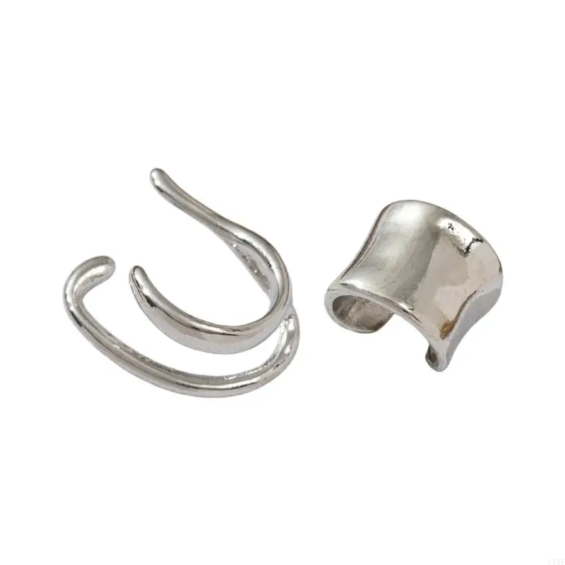  Twin Pack Of Dainty Ear Cartilage Clip In Neutral Monochrome Palette