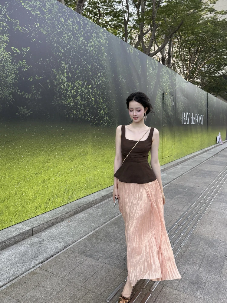 

Ele Pure Desire White Enhancing Square Collar Svel Slimming Waist Design Casual Sweet Sle Women's Top irt