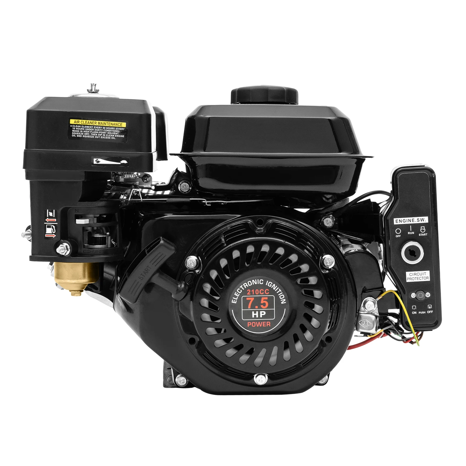 

7.5HP 4-Stroke Gasoline Engine 3KW 210CC Hand/Electric Start OHV Air Cooling Gas Engine Motor for Go Karts Compressors 3600RPM