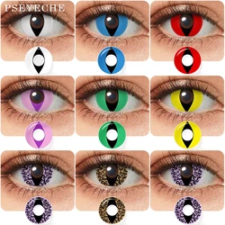 Hot! PSEYECHE Yearly Cat Color Contact Lenses Red/White/Yellow Eyes Cat Lens For Halloween Contact Lenses Cosplay Contact Lenses