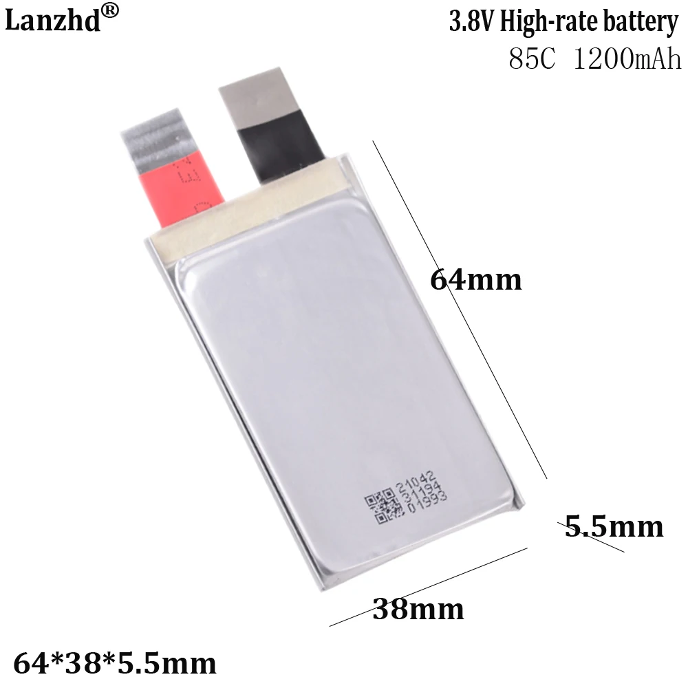 

3.8V polymer battery 20C high rate For Remote control drone model car model toy boat 553864 1200mAh 64*38*5.5mm