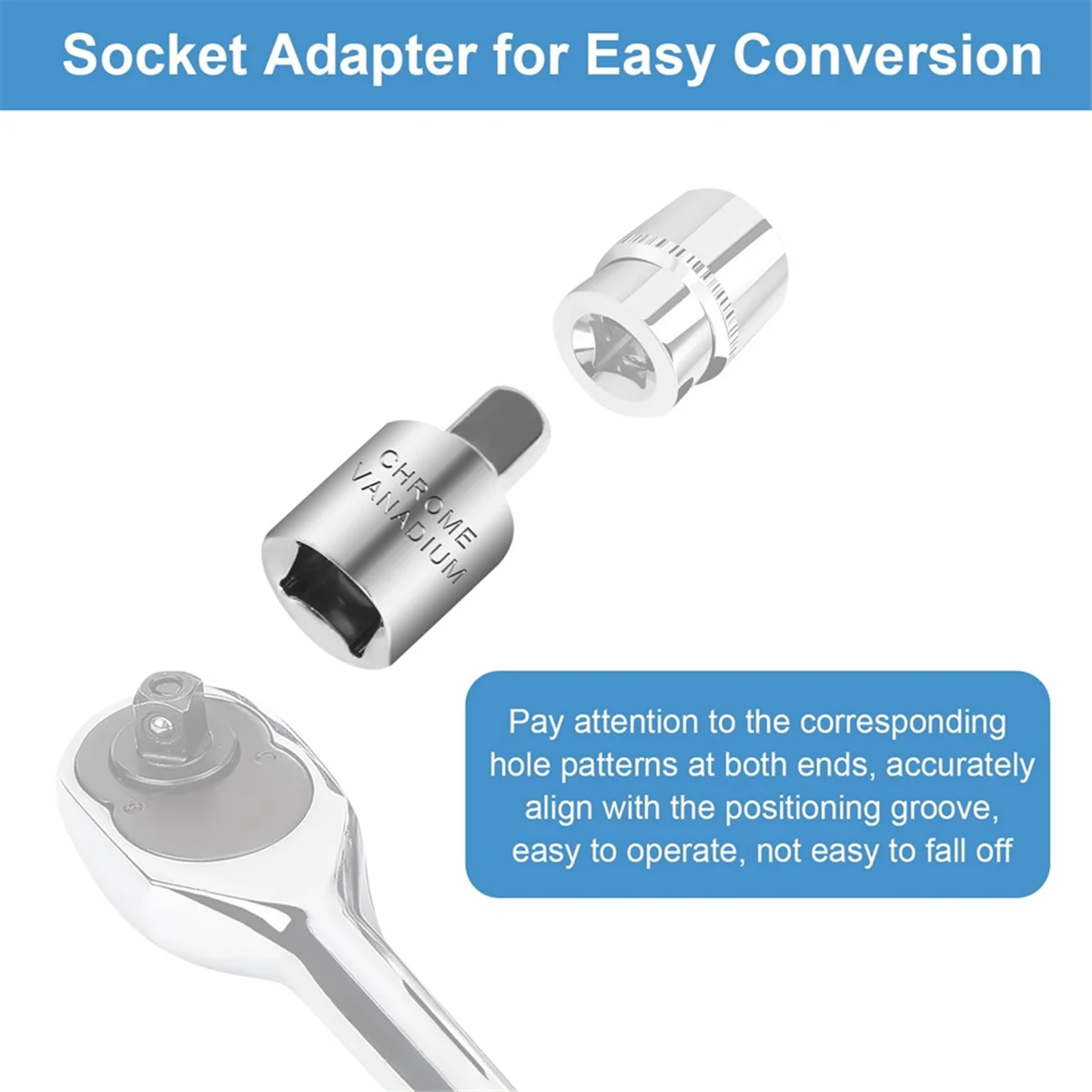 Socket Adapter, 6-Piece Adapter Set, Socket Adapter Set, Adapter Set for Ratchets,Socket Wrenches, Nut Ratchets