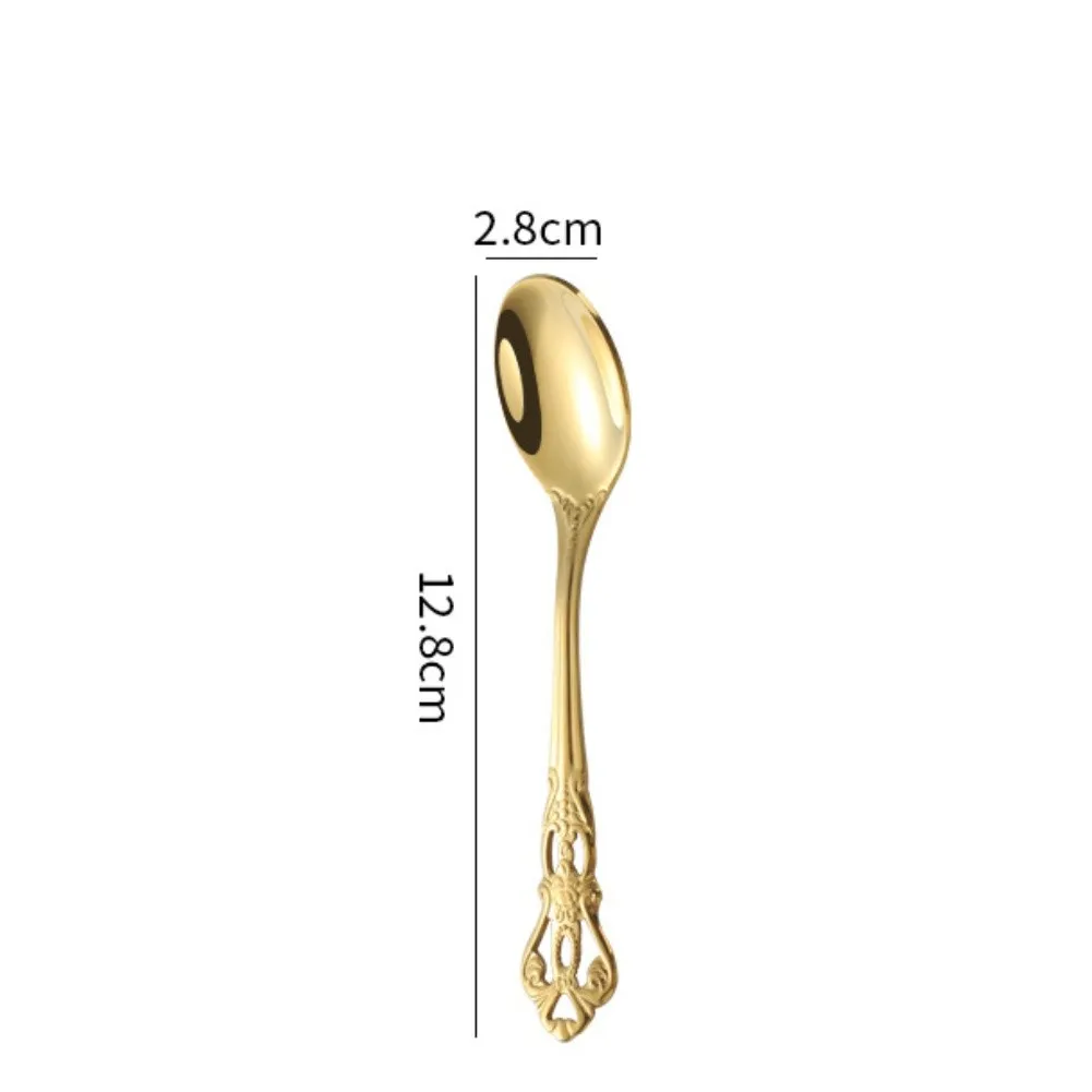 Stainless Steel Gold Spoons Set for Ice Cream Dessert Soup Tea and Beverage For Serving Four Practical Sizes Dishwasher Safe