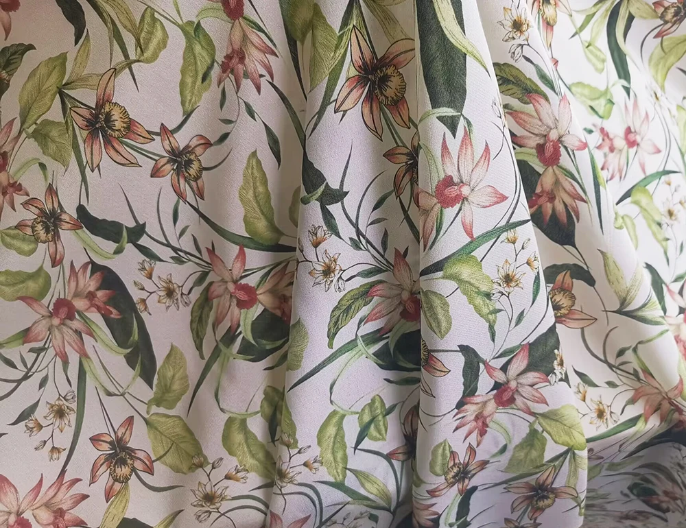 1 meter X 1.4 meter Retro Dress Material 100% Natural Silk Crepe De Chine Fabric Quality