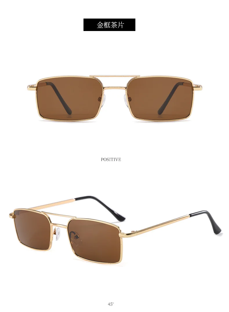 Vintage quadratische Sonnenbrille für Damen und Herren, Metallrahmen, rechteckige Sonnenbrille, Damenbrille, Herrenbrille, Unisex-Brille – Detail 13