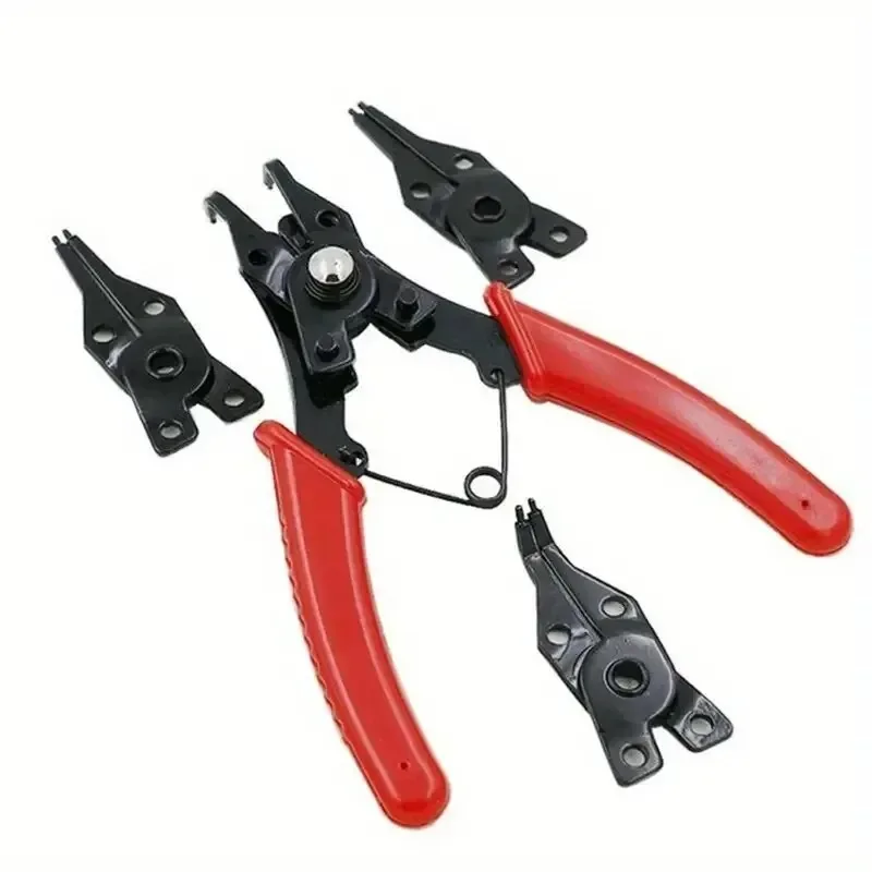 4 In 1 Snap Ring Pliers Set Internal External Circlip Pliers with Straight Bent Jaw for Ring Remover Retaining C Clip Pliers