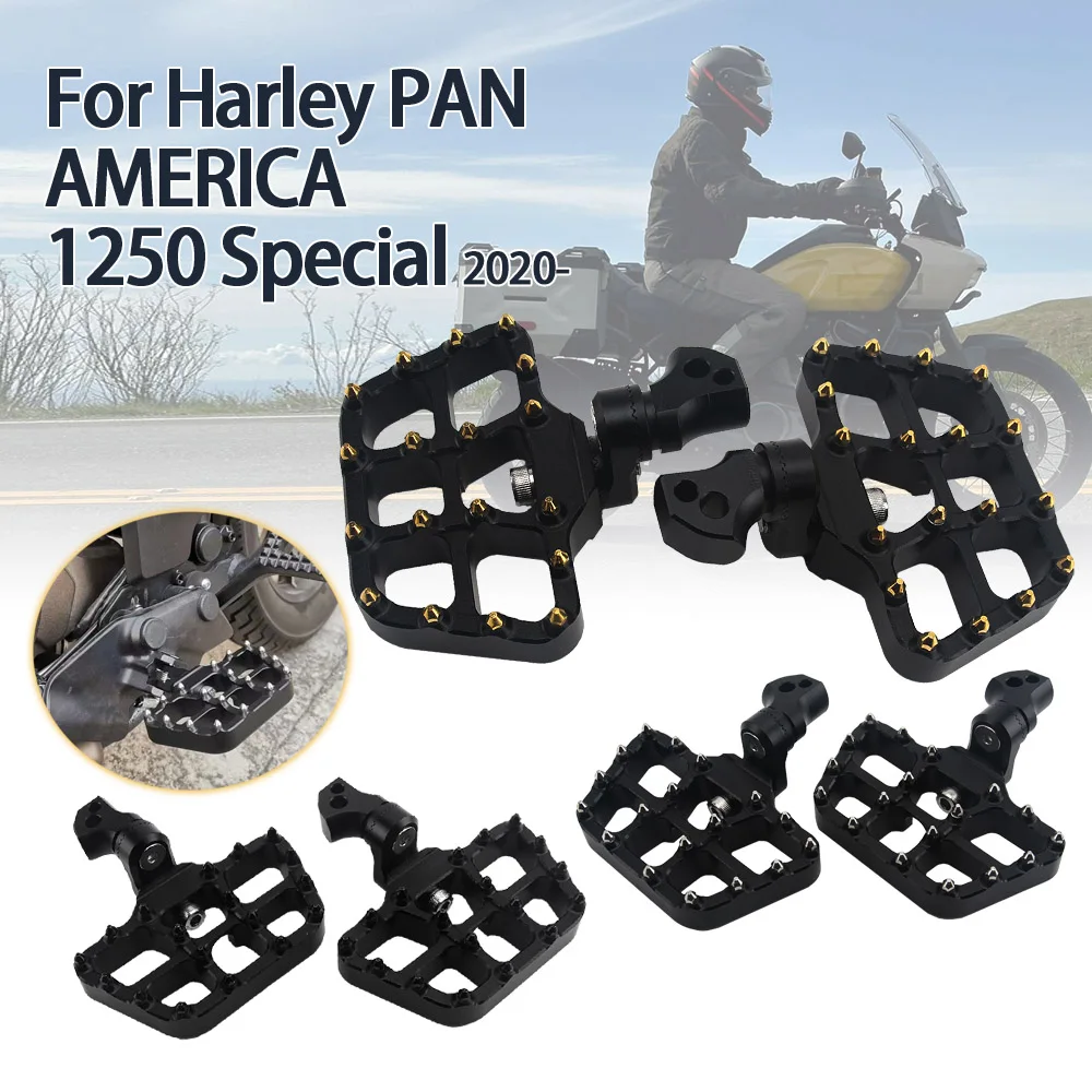 

Motorcycle Pedals Adjustable Extend Lowering Rear Foot Pegs Wide Footrest For Harley PAN AMERICA 1250 Special 1250s PA1250 2020-