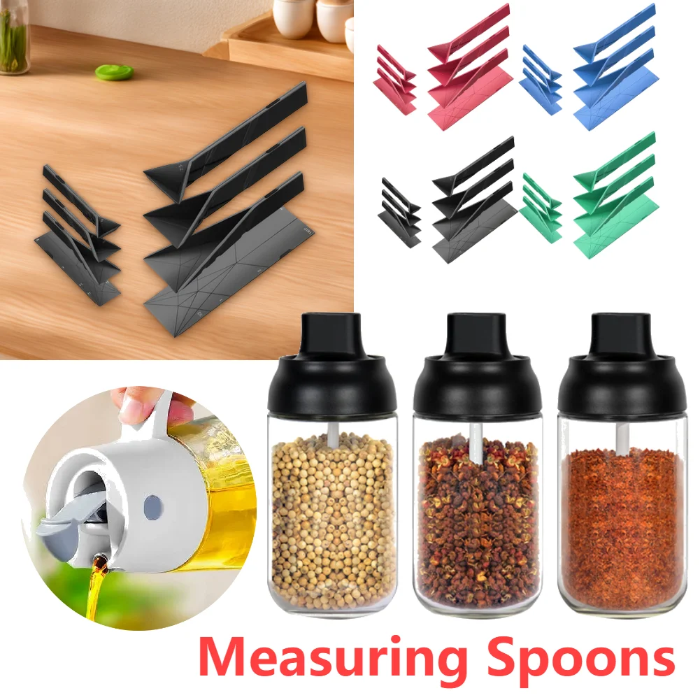 3 in 1 Polygon Flat Measuring Spoons Folds Cooking Baking Tablespoon Folding Spoons Kitchen Gadgets for Cooking & Baking