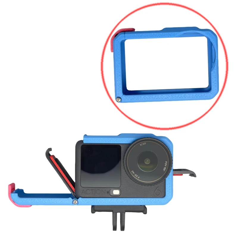 

1PCS For DJI Osmo Action 6 Lightweight 3D Printed Cage w Cold Shoe Versatile Mounting Compatibility Street Photography Accessory