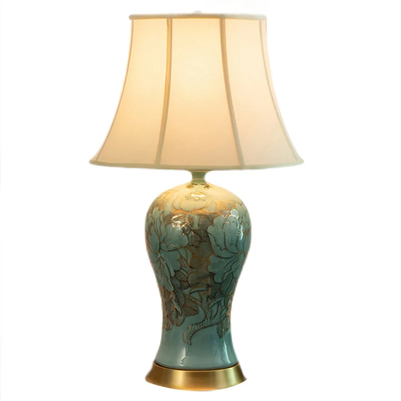 

American style, ceramic, pure copper desk lamp, living room bedroom bedside